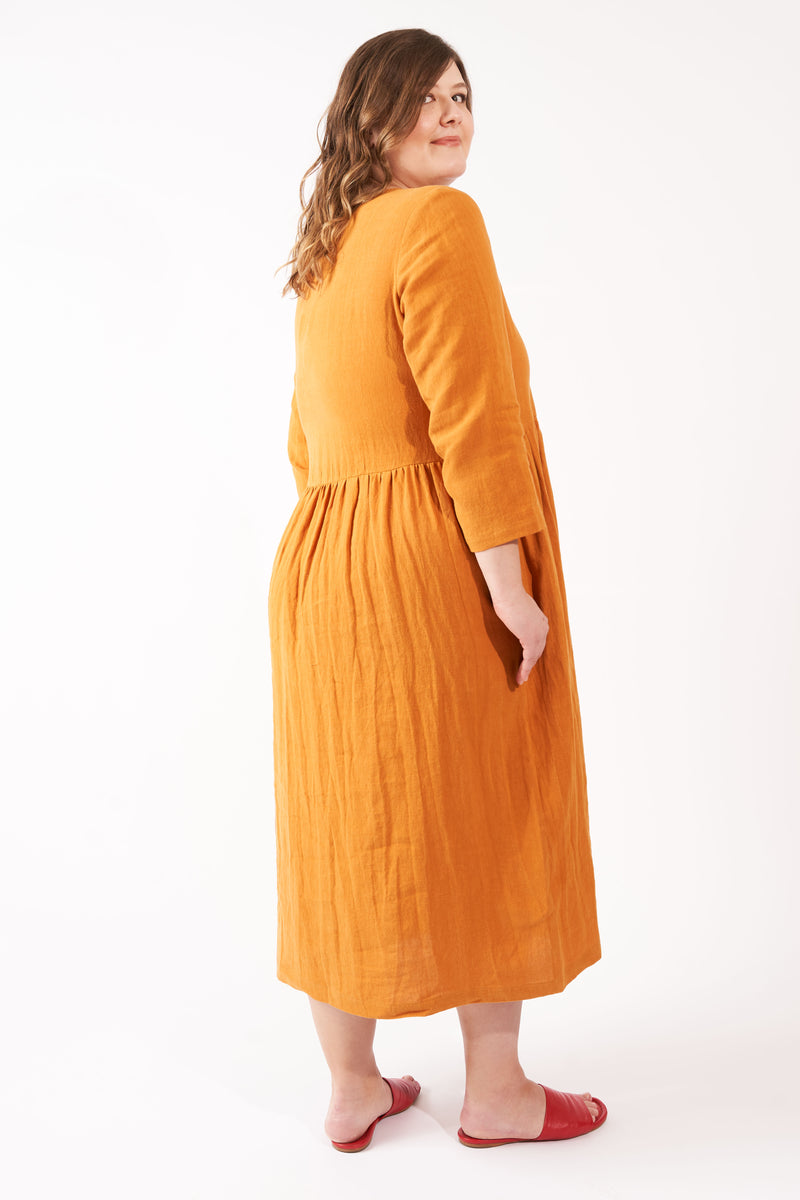 Mustard dress best sale with sleeves