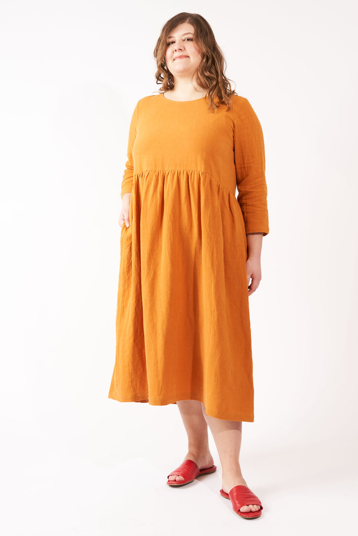 3/4 SLEEVE HARVEST DRESS (Saffron)